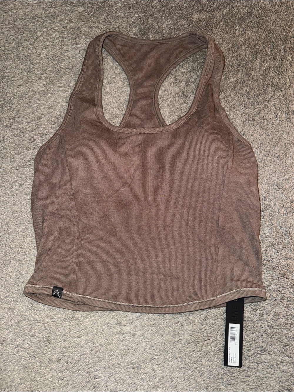 Oner Active Ribbed Racerback Crop Top in Brown